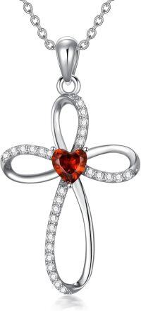 wholesale 925 Sterling Silver Moissanite Infinity Cross Birthstone Necklace 18+2-1-Jan.