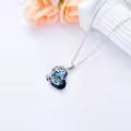 TOUPOP Sterling Silver Blue Crystal Tree Of Life Cow Necklace Jewelry Gifts-0-2