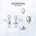 wholesale 925 Sterling Silver UFO & Alien Head Dangle Hoop Earrings - Space Themed Jewellery Gift for Her Him-0-2