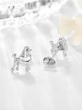 wholesale 925 Sterling Silver Poodle Dog Stud Earrings Platinum Plated Enamel Animal Jewelry-0-3