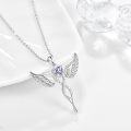 wholesale Sterling Silver Angel Birthstone Necklace with 12 Crystal Gemstones for Women-0-1