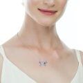 wholesale 925 Sterling Silver Butterfly Pendant With Purple Gems And Abalone Shell-0-4