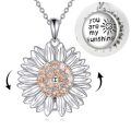 wholesale 925 Sterling Silver Sunflower Pendant Necklace You Are My Sunshine Engraved Rotating Cz Jewelry Gift-0-0