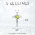 TOUPOP Sterling Silver Peridot Cross Pendant Necklace For Women-0-5