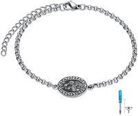 wholesale Sterling Silver Stone Birth Flower Urn Bracelet for Women Cremation Memorial Keepsake Jewelry for Ashes-02-February-Iris-02-February-Iris