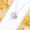 wholesale 925 Sterling Silver Purple Crystal Celtic Knot Thistle Flower Pendant Necklace-0-3