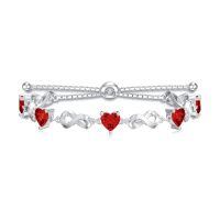 wholesale 925 Sterling Silver 12 Gemstone Infinity Love Birthstone Bracelet Heart Cut Adjustable for Women Mother Daughter Wife-Jan-Garnet Red