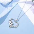 wholesale 925 Sterling Silver Mother and Child Heart Pendant Necklace for Mom Grandmother Wife Birthday Gifts-0-2