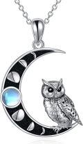 wholesale 925 Sterling Silver Moonstone Owl Pendant Necklace - Unique Gifts for Her-0-0