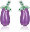 wholesale 925 Sterling Silver Hypoallergenic Purple Jade and Green CZ Vegetable Stud Earrings for Women Girls - Fun & Unique Gift Idea-0-0