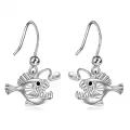 wholesale 925 Sterling Silver Blue Opal Drop Earrings with Angler Fish Design for Women  4cm Length-0-0