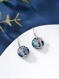 wholesale Sterling Silver Blue Crystal Tree of Life Animal Earrings (Cardinal Owl Fox Snake Sloth Giraffe) Dangle Jewelry Gift for Women-0-46