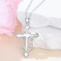 wholesale 925 Sterling Silver Libra Zodiac Star Sign Cross Pendant Necklace with Yellow Stones and Stars for Women Girls  (Libra)-0-3