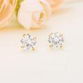 wholesale 14K Yellow Gold Simulated Diamond Stud Earrings-0-3