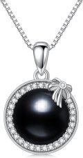 wholesale Christmas Gift For Women Black Pearl Necklace For Lover Sterling Silver Infinity/clover/swan Black Pearl Pendant Necklace Anniversary Jewelry Birthday Gifts For Women Wife Mother Grandma Her -0-0