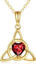 wholesale 14K Gold Green Crystal Heart Trinity Knot Pendant Necklace for Women-0-0