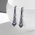 wholesale 925 Sterling Silver Purple Crystal Twist Flower Drop Earrings  for Women-0-2