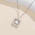 wholesale White Gold Plated Silver & Moissanite Geometric Princess Solitaire Necklace 1.0ct, Gift Box-0-2