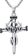 wholesale Nail Cross Necklace For Men Sterling Silver Nail Cross Pendant Religious Faith Christian Jewelry Birthday Christmas Gifts For Men Women Dad Husband Son Friend -0-0
