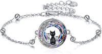 wholesale 925 Sterling Silver Cat Family Locket Bracelet Gift for Women Girls Sisiter Lover Jewelry Present Idea-J-Cat A