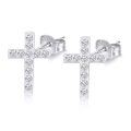 wholesale 14k White Gold Cross Lab Created Moissanite Stud Earrings-0-0
