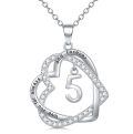 TOUPOP 925 Sterling Silver Heart Pendant Necklace 5th Anniversary Gift For Her-0-0