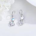 wholesale 925 Sterling Silver Moonstone Elephant Dangle Earrings for Women Girls  4cm Long-0-2