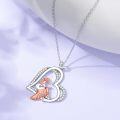 wholesale Sterling Silver & Cubic Zirconia Heart-Shaped Guitar Necklace with Platinum Rose Gold Plated Musician Pendant for Women 18 Adjustable Chain-0-4