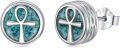 wholesale 925 Sterling Silver Turquoise Cross Ankh Stud Earrings for Men & Women-0-0