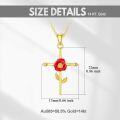 wholesale 14K Yellow Gold Red Poppy Flower Cross Pendant Necklaces for Women's s-0-4