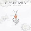 wholesale 925 Sterling Silver & Copper Plated Rose Flower Heart Pendant with Cubic Zirconia Necklaces for Women s-0-5