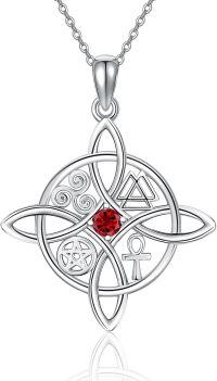 wholesale Sterling Silver Celtic Cross Witches Knot Pendant Necklace Amulet Gift-A-Birthstone-January-A-Birthstone-January