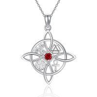 wholesale 925 Sterling Silver Moissanite Witches Knot Necklace Witch Jewelry for Women-A-Birthstone-January-A-Birthstone-January