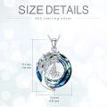 wholesale Butterfly Necklace Jewelry For Women 925 Sterling Silver Tree Of Life Necklace With Blue Circle Crystal Butterfly Jewelry -0-3