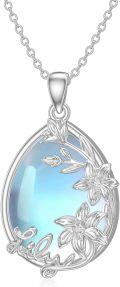 wholesale 925 Sterling Silver Blue Opalite Teardrop Floral Pendant Necklace for Women-0-0