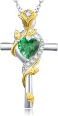 wholesale Sterling Silver Rose Cross Pendant Necklace for Women-0-12