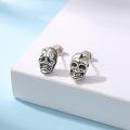 wholesale 925 Sterling Silver Gothic Skull Stud Earrings - Punk Rock Style Jewelry for Women & Men-0-1