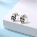 wholesale 925 Sterling Silver Gothic Skull Stud Earrings - Punk Rock Style Jewelry for Women & Men-0-1