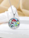 wholesale 925 Sterling Silver Mushroom Frog Pendant Necklace with Abalone Shell and Enamel Accents-0-3