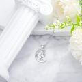 wholesale 925 Sterling Silver Cat Hanging Crescent Moon Platinum Plated Lab Diamond Pendant Necklace-0-3