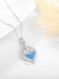 wholesale 925 Sterling Silver Blue Opal Mustard Seed Necklace with AAA Cubic Zirconia - Inspirational Christian Faith Jewelry Gift-0-2