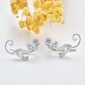 wholesale 925 Sterling Silver Hypoallergenic Cat Shaped Stud Earrings for Women Girls Gifts-0-2