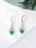 wholesale 925 Sterling Silver Heart Birthstone Celtic Knot Dangle Leverback Earrings-0-23