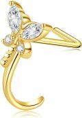 wholesale 14k Gold Butterfly/Daisy Nose Ring Stud 20g Diamond Piercing s for Women-0-0