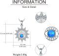 wholesale 925 Sterling Silver Blue Opal Evil Eye Sunburst Pendant Necklaces for Women Girls' Gifts-0-4