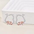 wholesale 925 Sterling Silver Cat Shape Hoop Earrings with Rose Gold Plating Gift for Women-0-2