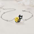 wholesale 925 Sterling Silver Yellow Crystal Cat Bracelet For Women Girls Birthstone Jewelry Gift-0-2