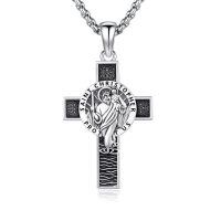 wholesale 925 Sterling Silver Archangel Medals St Pendant Necklace for Men Women-31-St Christopher Cross(cross silver)