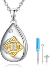 wholesale 925 Sterling Silver Tear Drop Cremation Jewelry Pendant with Funnel Set for Ashes Keepsake Memorial Gift-D-Celtic Knot