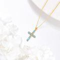 wholesale 14k Gold Blue Enamel Cross Necklace With Lab Diamond Accents-0-1